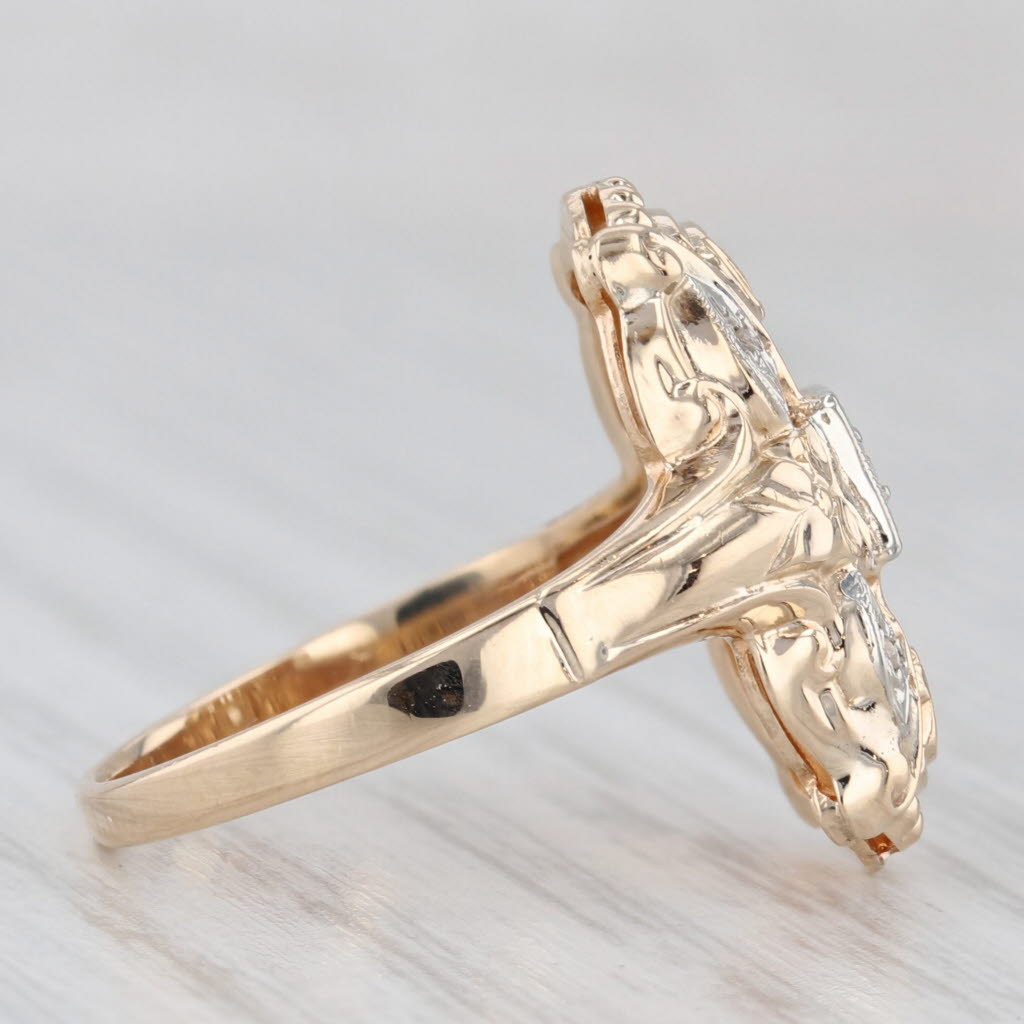 Light Gray Vintage Diamond Ring 14k Yellow Gold Size 5.75
