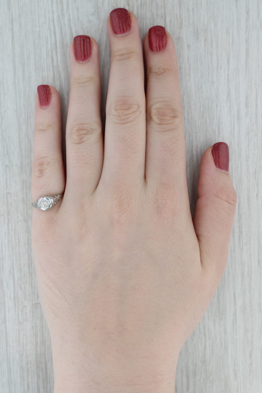 Gray Vintage Art Deco Diamond Solitaire Ring 14k White Gold Size 6.75