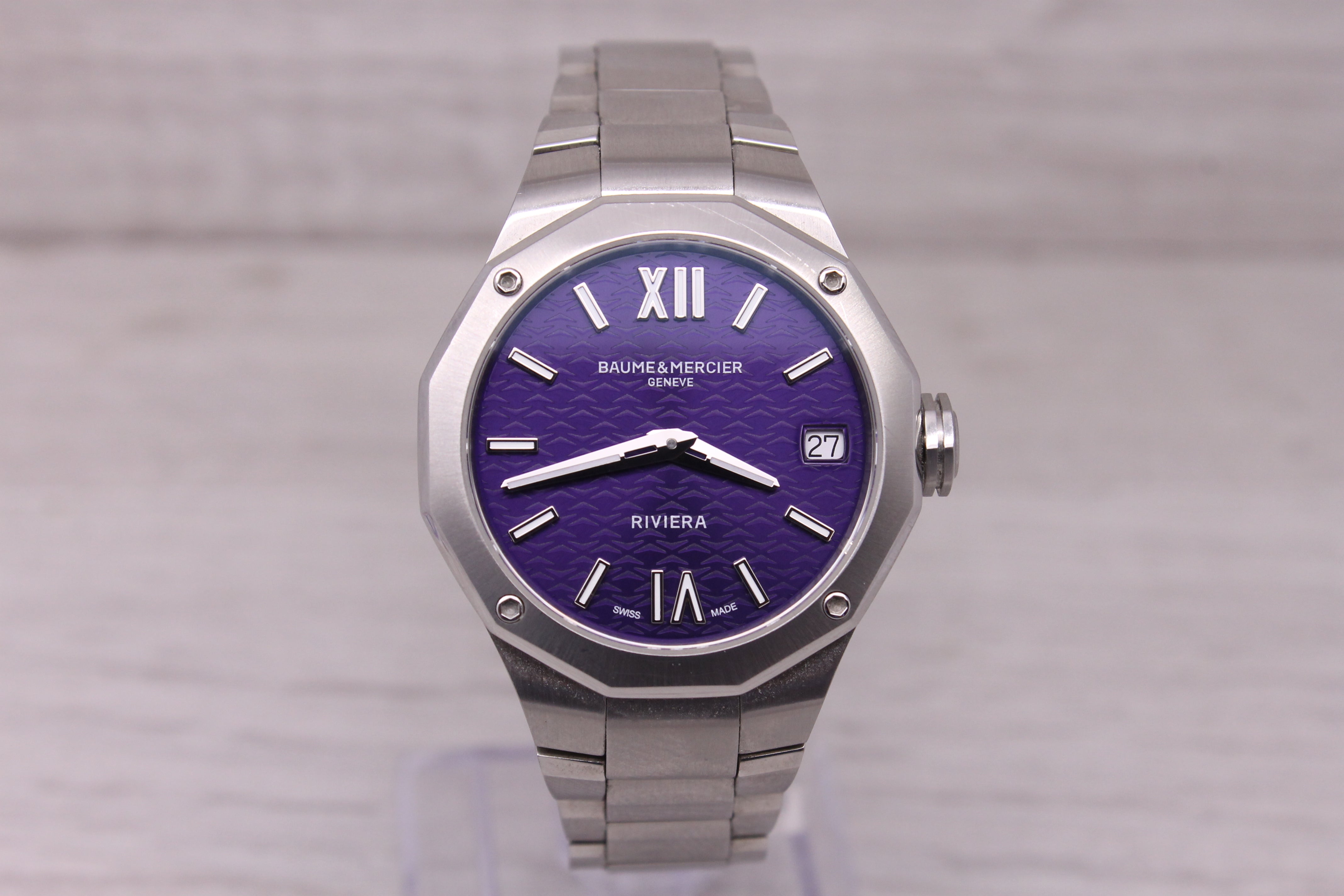 Dark Gray Baume & Mercier Ladies Riviera 33mm Quartz Stainless Steel Watch 65918 w Box