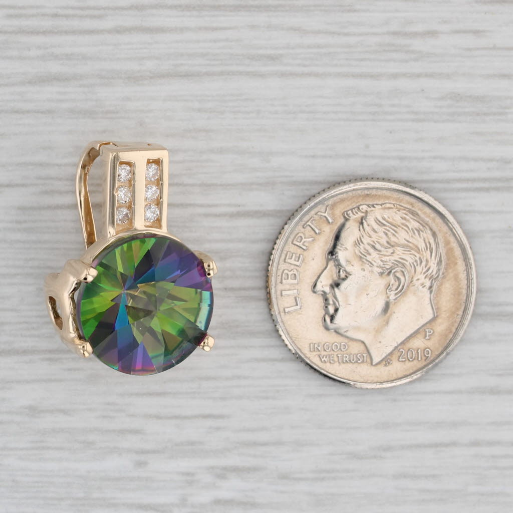 Gray 8.57ctw Round Purple Mystic Topaz Diamond Pendant Enhancer 14k Yellow Gold