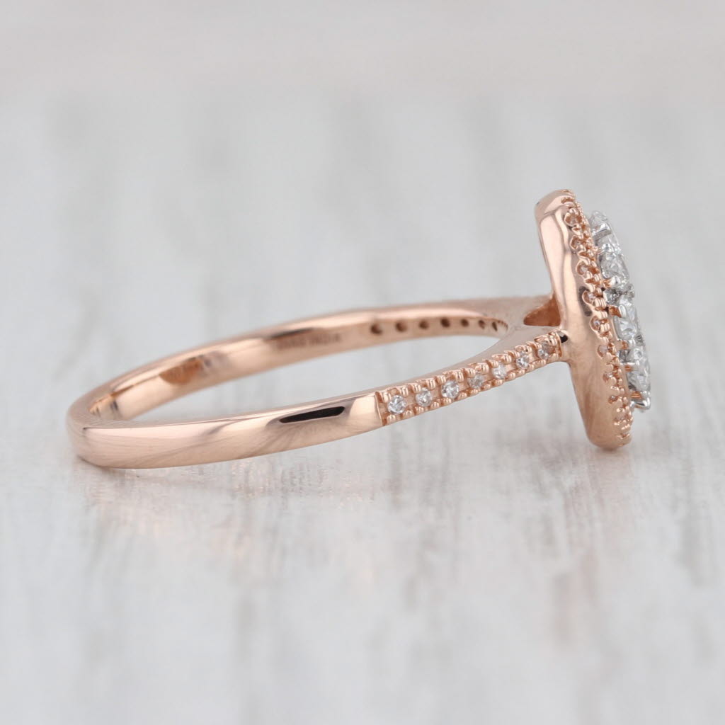 0.41ctw Diamond Halo Engagement Ring 10k Rose Gold Size 7 Oval