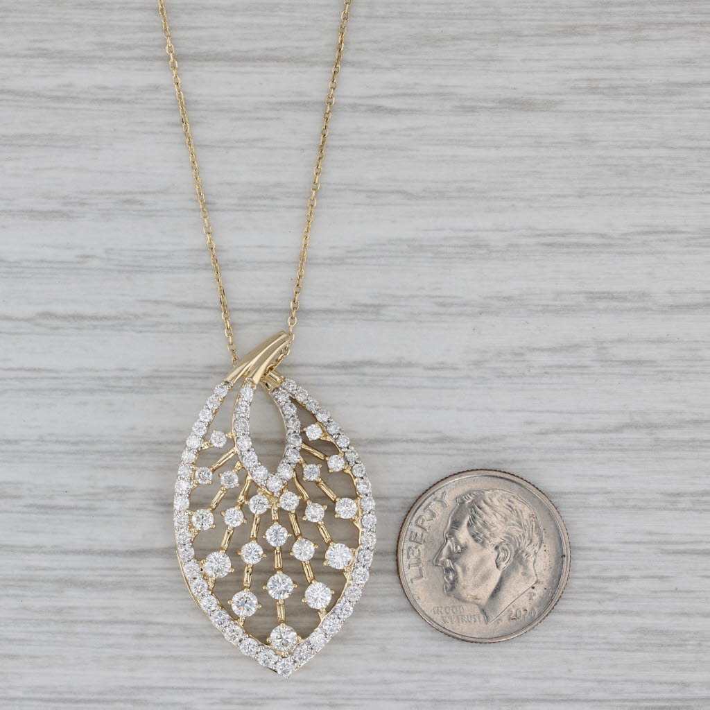 Gray 2.04ctw Diamond Spray Pendant 14k Yellow Gold 18" Cable Chain