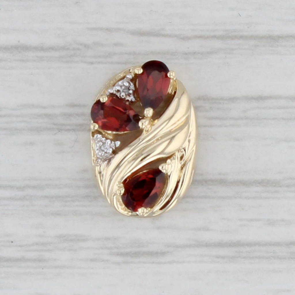 Light Gray OMG 0.85ctw Garnet Slide Bracelet Charm 14k Yellow Gold Diamond Accents Vintage