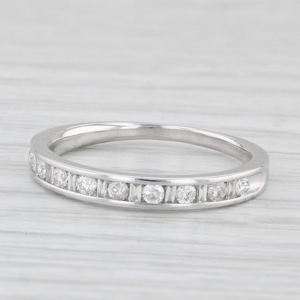 Light Gray 0.24ctw Diamond Wedding Band 14k White Gold Size 5.25 Stackable Anniversary Ring