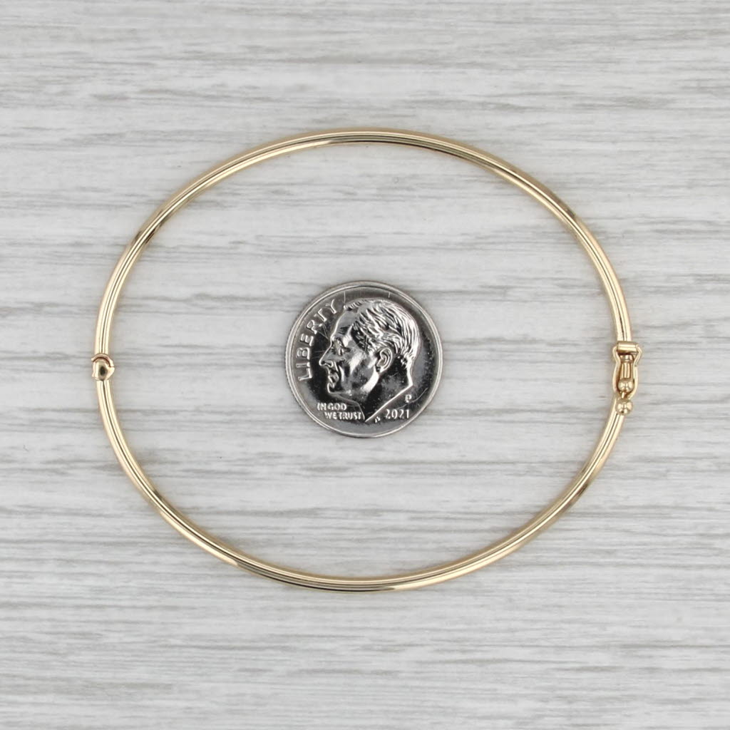 Bangle Bracelet 18k Yellow Gold Hinged 6.5" 2mm Oval