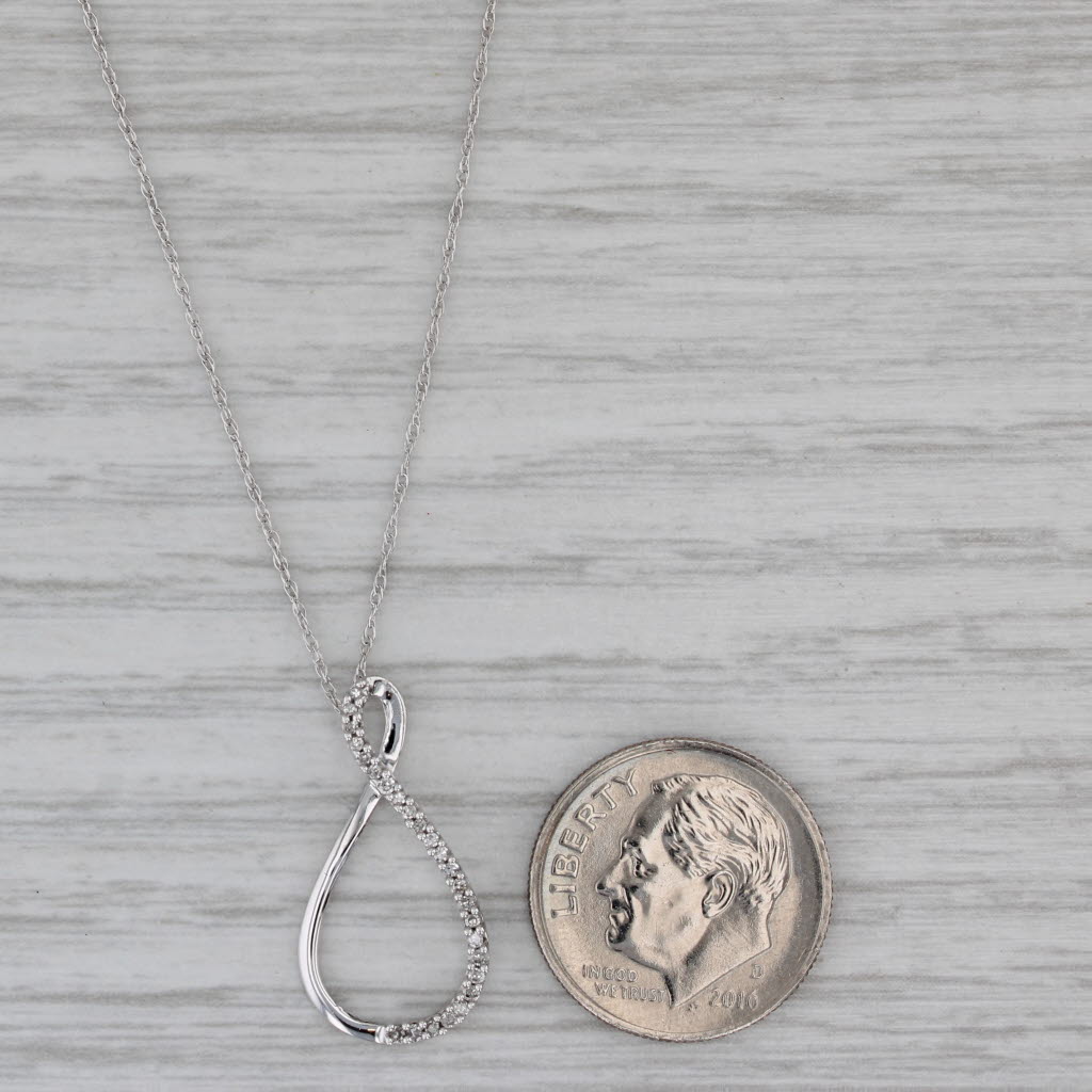 Gray New 0.10ctw Diamond Teardrop Figure 8 Pendant Necklace 10k White Gold 18"