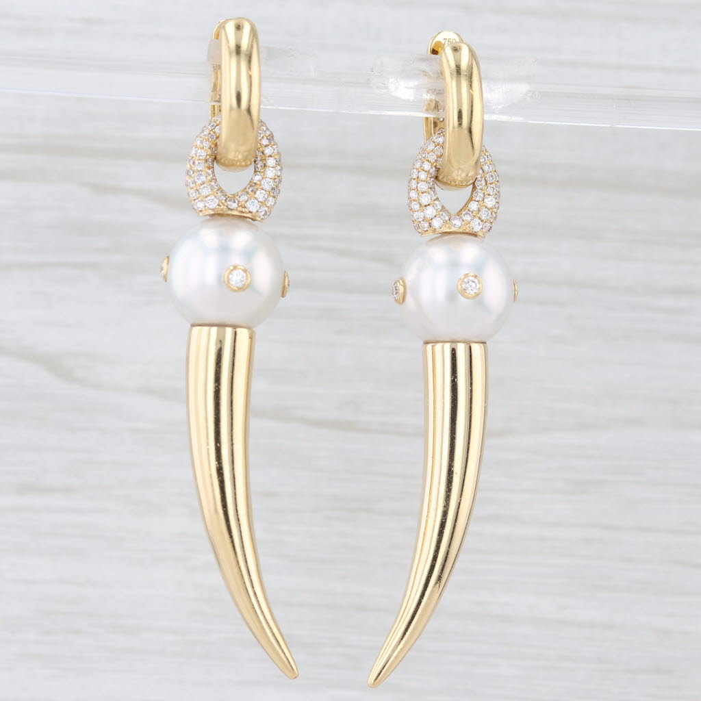 Light Gray New 2.26ctw Diamond Claw Convertible Earrings 18k Gold Giselle 5 Rosa Va Parys