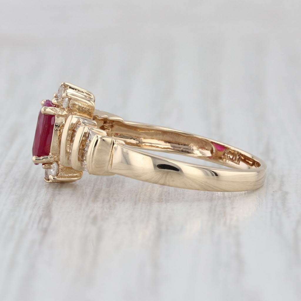1.42ctw Oval Ruby Diamond Ring 14k Yellow Gold Size 8