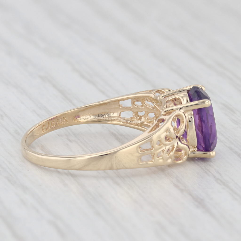 Light Gray 1.20ct Amethyst Oval Solitaire Ring 14k Yellow Gold Size 7.25