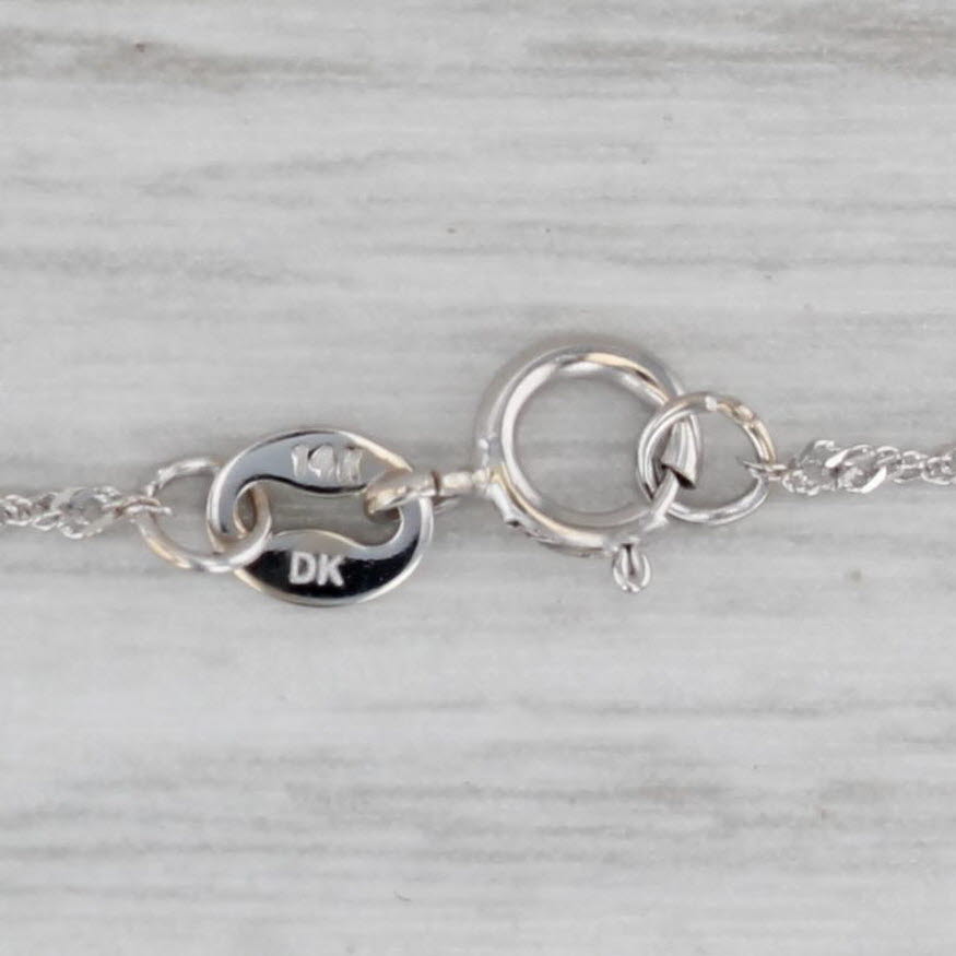 Gray 0.49ctw Yellow Brown White Diamond Teardrop Pendant Necklace 14k White Gold 18"