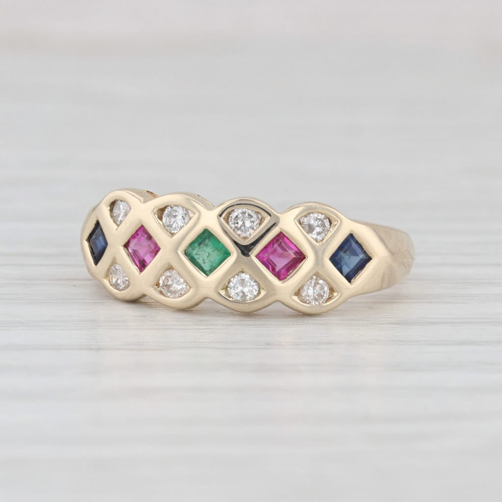 Light Gray 0.43ctw Gemstone Ring 14k Yellow Gold Size 6.25 Emerald Ruby Sapphire Diamond