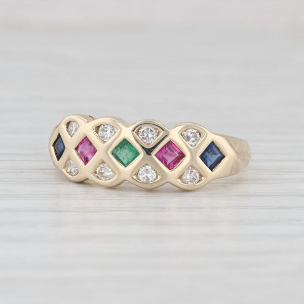 0.43ctw Gemstone Ring 14k Yellow Gold Size 6.25 Emerald Ruby Sapphire Diamond