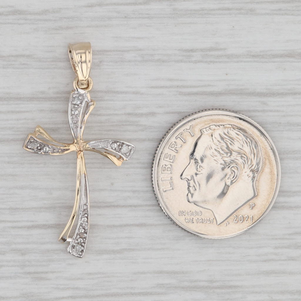 Gray Diamond Accented Cross Pendant 10k Yellow White Gold