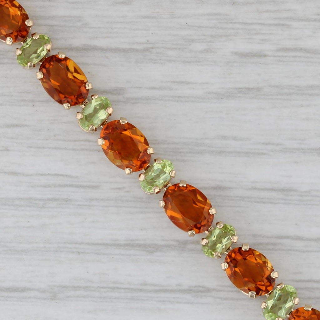 Gray 13.5ctw Citrine Peridot Tennis Bracelet 14k Yellow Gold 6.5" 5.2mm