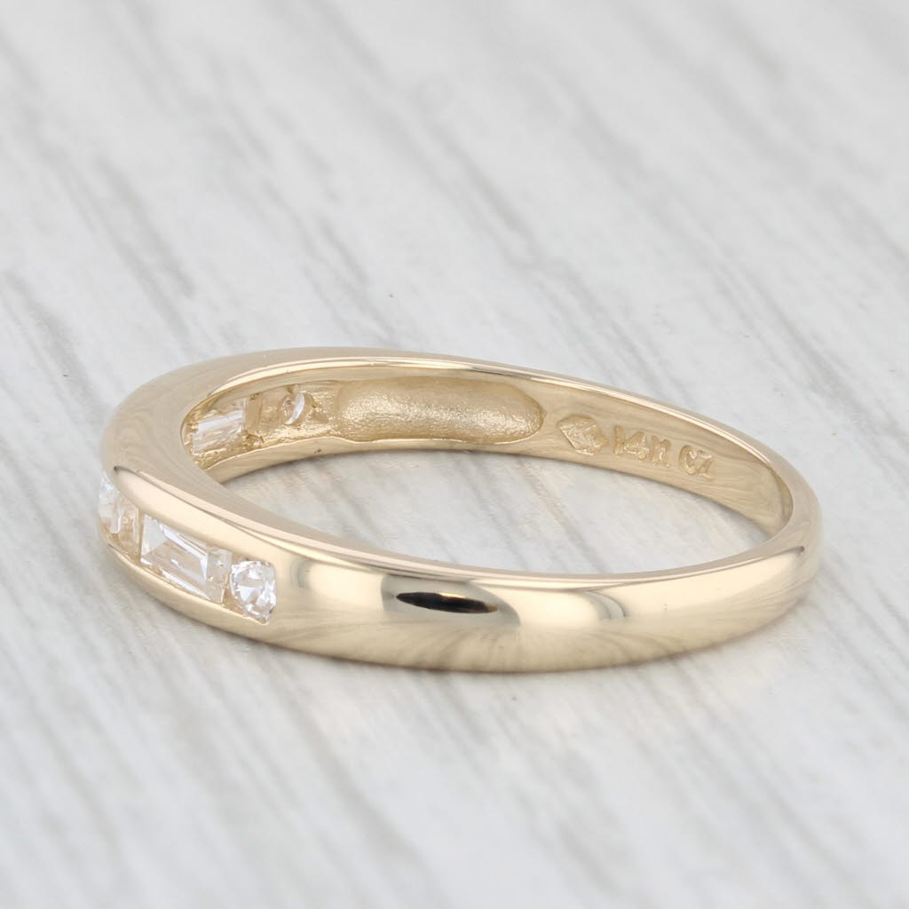 Light Gray 0.60ctw Cubic Zirconia Wedding Band 14k Yellow Gold Size 7 Stackable Ring