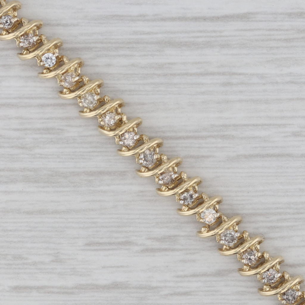 Gray 1.50ctw Diamond Tennis Bracelet 14k Yellow Gold 7" 5.5mm