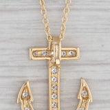 New 0.25ctw Diamond Anchor Pendant Necklace 14k Yellow Gold 18" Cable Chain