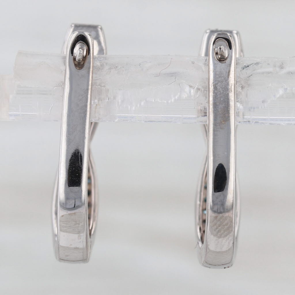 0.24ctw Blue White Diamond Crossover Hoop Earrings 10k White Gold Oval Hoops