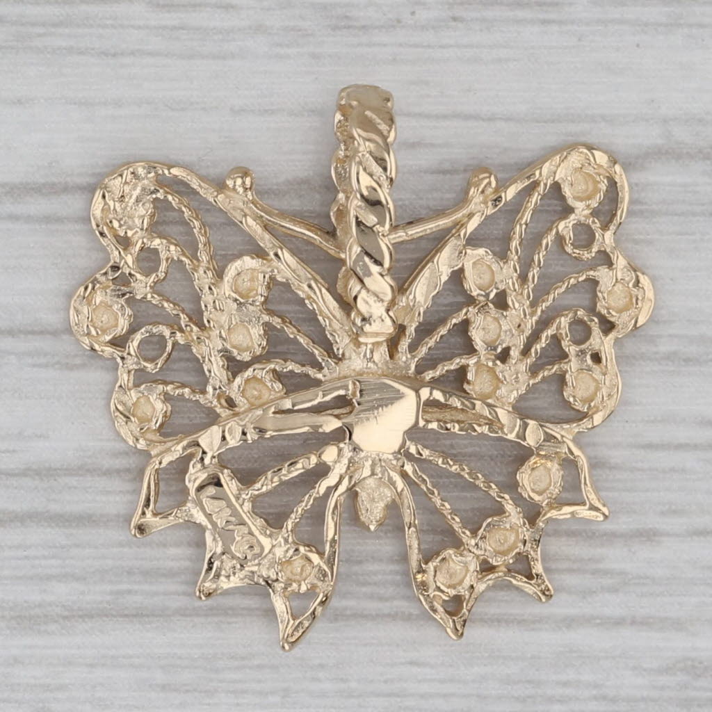 Gray Ornate Filigree Butterfly Pendant 14k Yellow Gold Michael Anthony