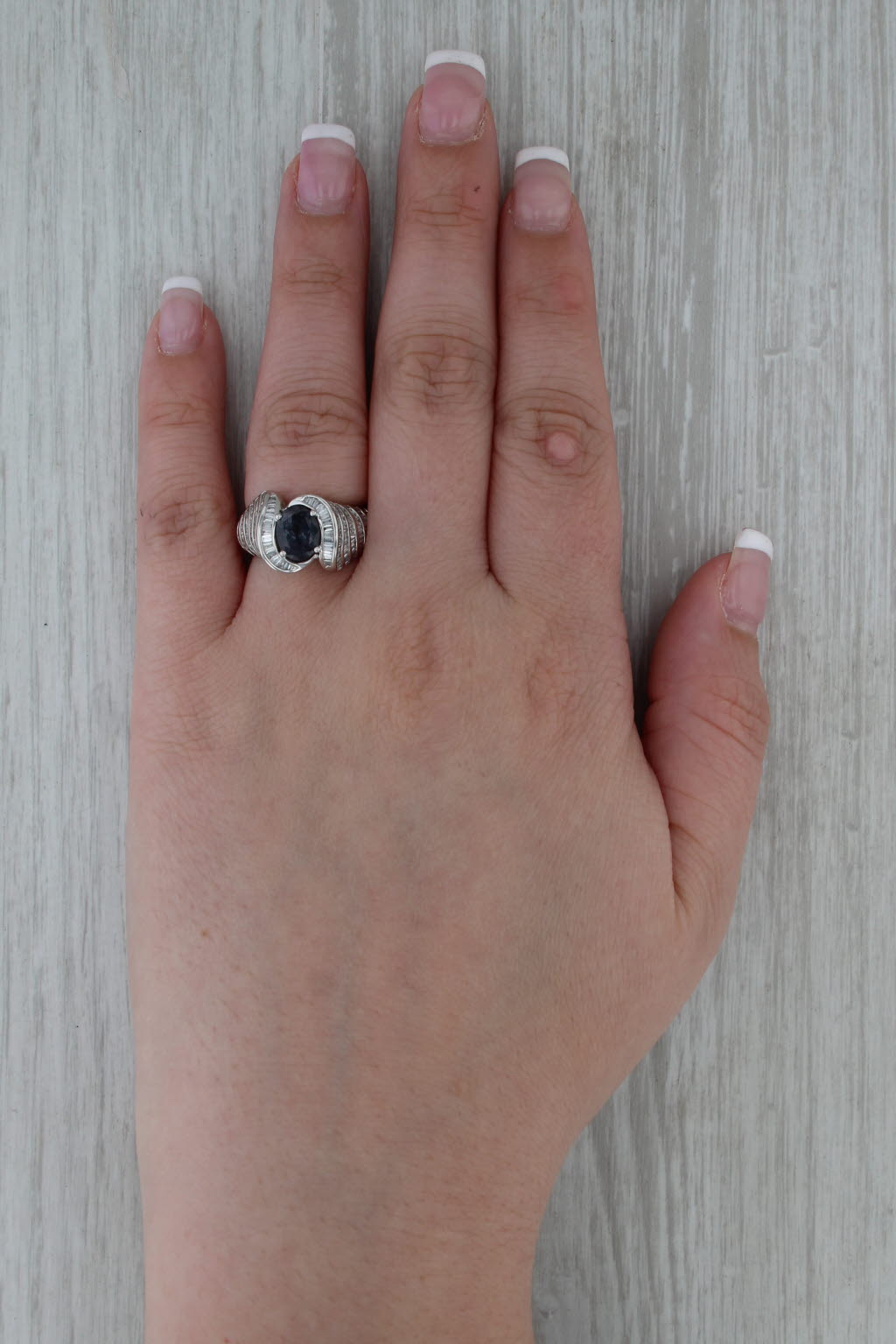 3.13ctw Color Change Garnet Diamond Ring 18k White Gold Size 6.75 Bypass