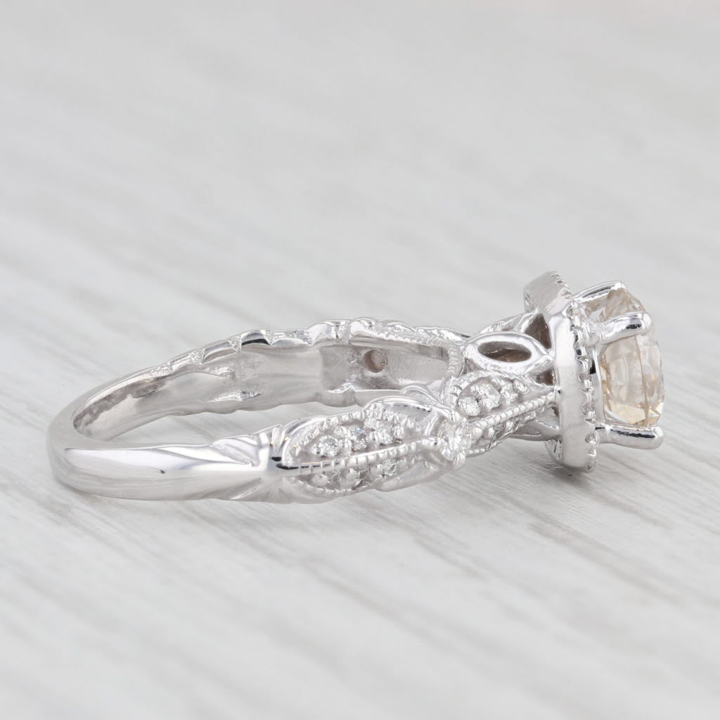 Light Gray 1.50ctw Round Diamond Halo Engagement Ring 14k White Gold Size 5.25 Cathedral