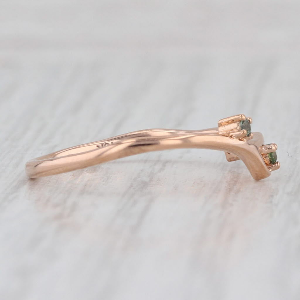 Green Sapphire Ring 18k Rose Gold Size 6.5 Stackable Contoured Wedding Band