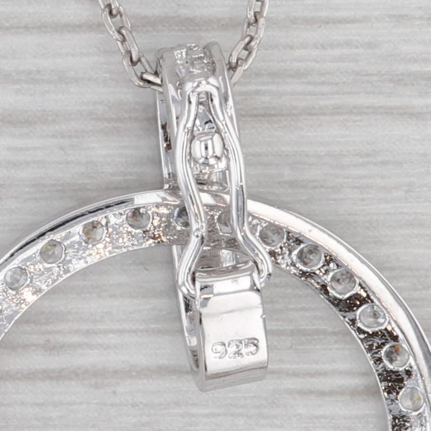 Gray 0.57ctw Cubic Zirconia Eternity Circle Pendant Sterling Silver 17.5" Cable Chain
