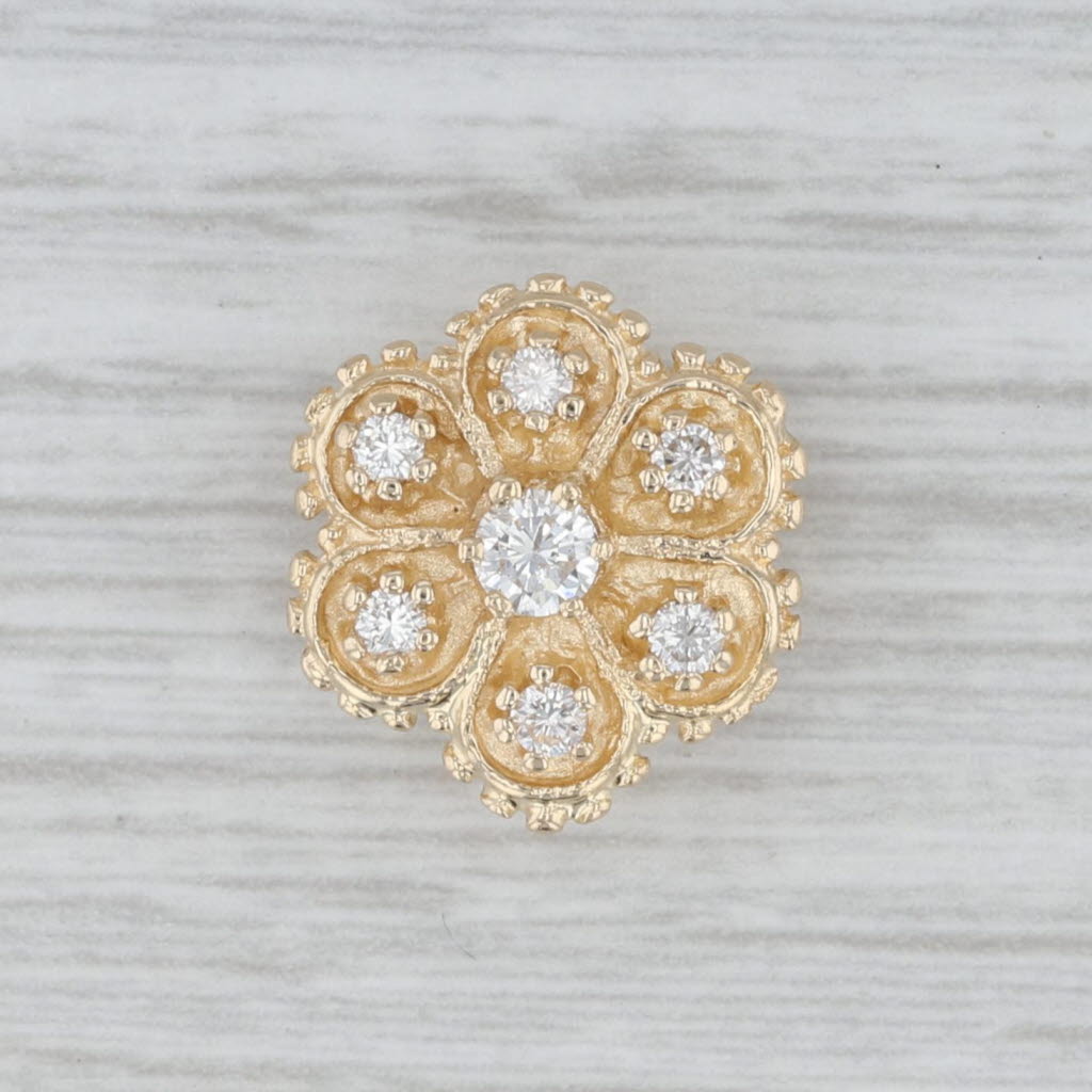 Gray 0.35ctw Diamond Flower Slide Bracelet Charm 14k Gold Richard Klein Vintage