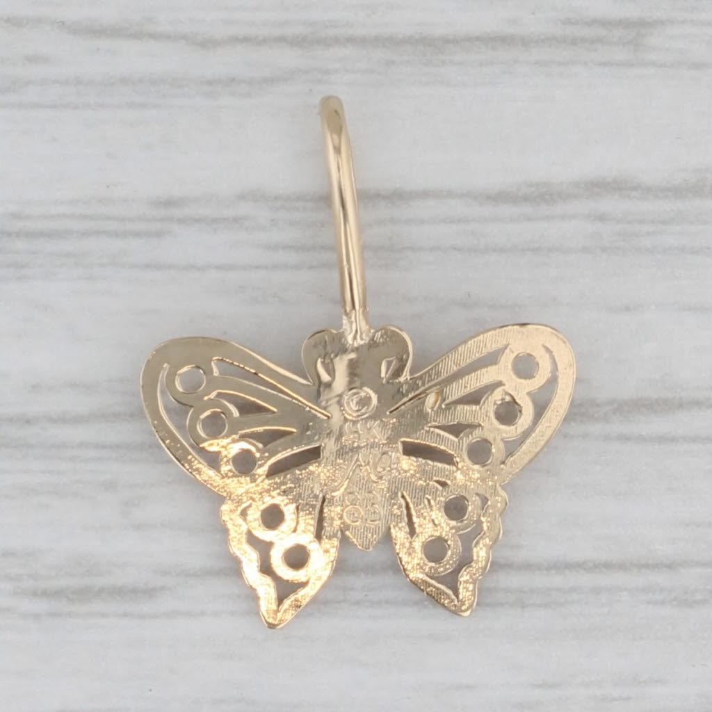 Gray Butterfly Pendant 14k Yellow Gold Little Charm