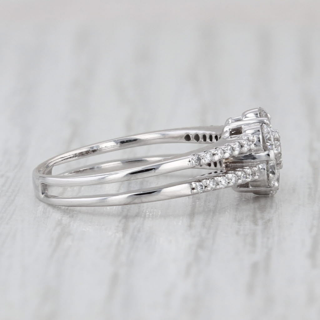 0.83ctw Diamond Flower Cluster Engagement Ring 14k White Gold Size 7.75