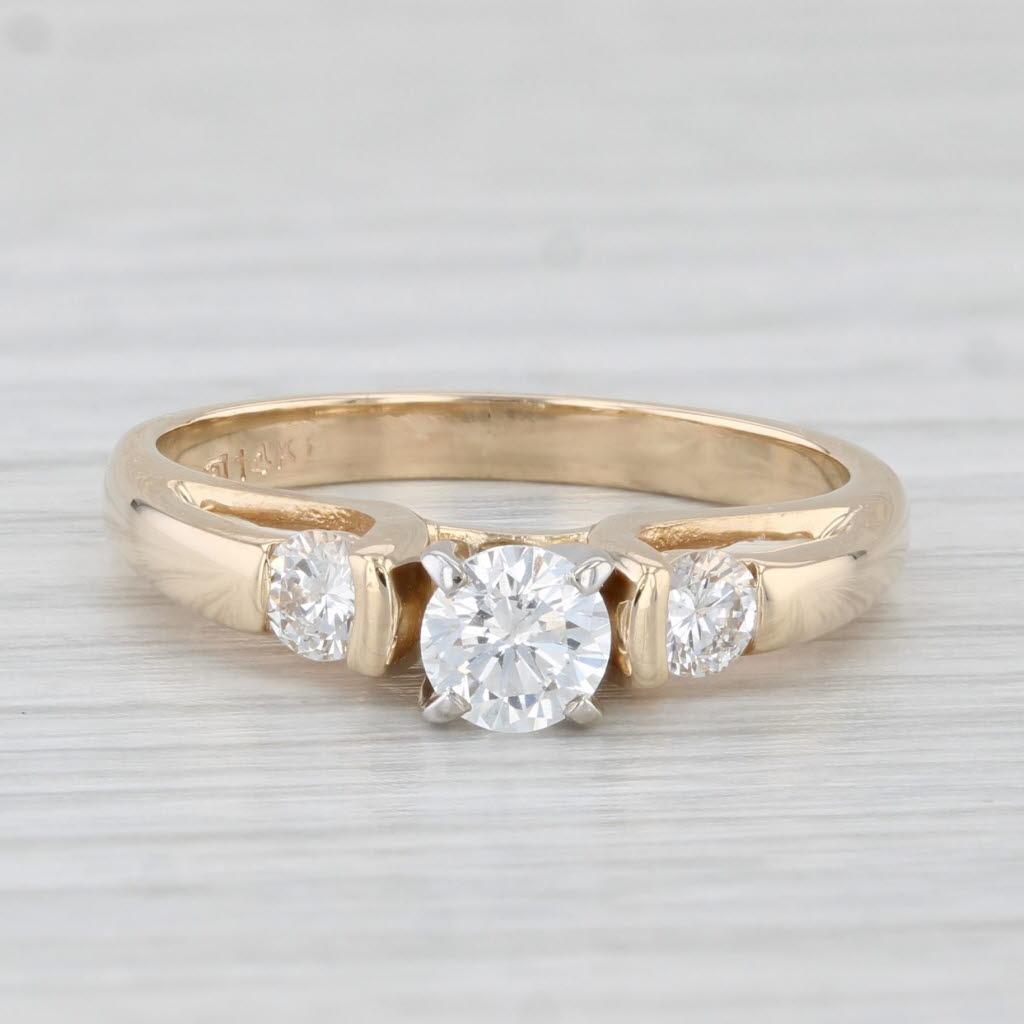 Light Gray 0.57ctw Round Diamond Engagement Ring 14k Yellow Gold Size 6