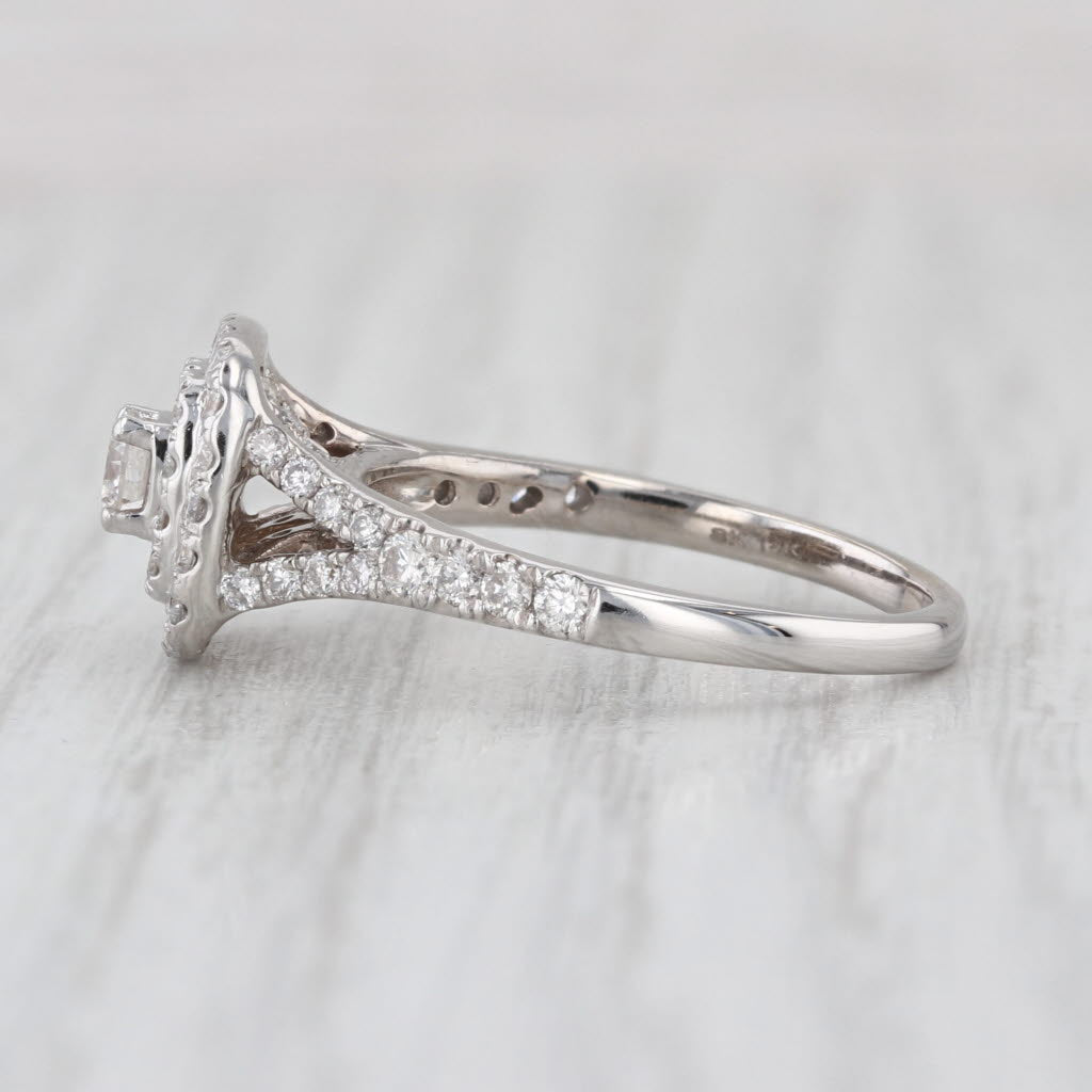 1ctw Round Diamond Halo Engagement Ring 14k White Gold Size 7 Cathedral