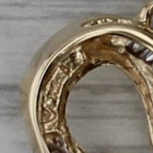Stylized Diamond Open Heart Pendant 14k Yellow Gold Channel Set Baguettes