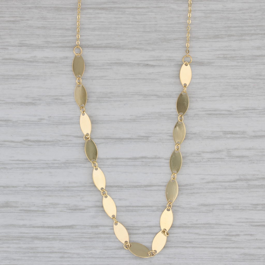 Gray New Marquise Links 14k Yellow Gold 18" Cable Chain Necklace