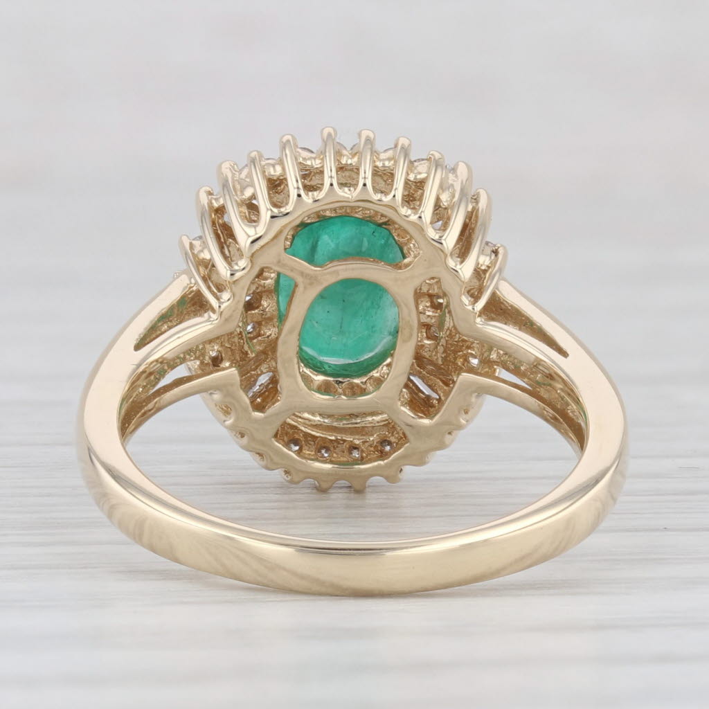 Light Gray 1.41ctw Oval Emerald Diamond Halo Ring 14k Yellow Gold Size 7 Engagement