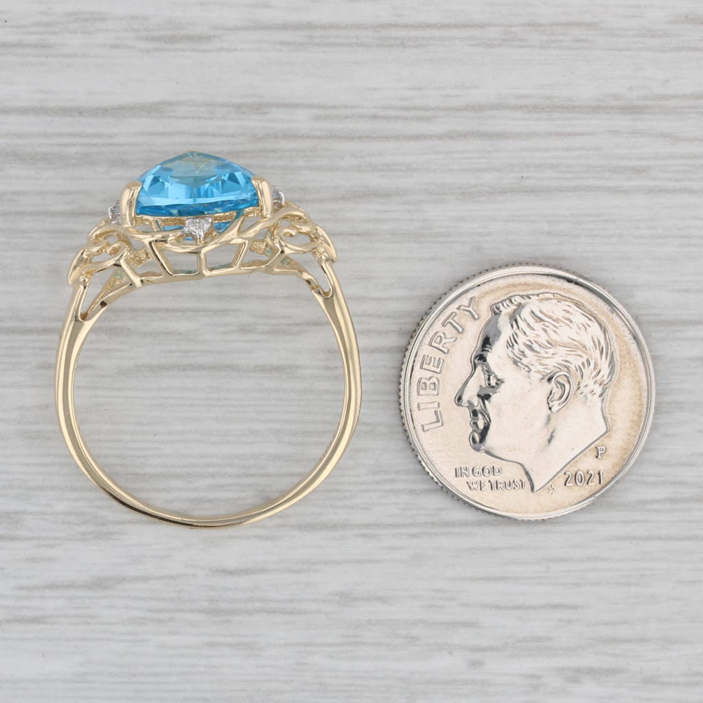 Gray 2.81ctw Blue Topaz Diamond Ring 10k Yellow Gold Size 8.75