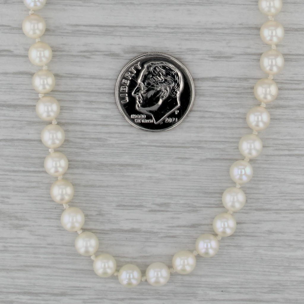 Vintage Cultured Pearl Single Strand Necklace 14k Gold 27" 5.1-5.4mm