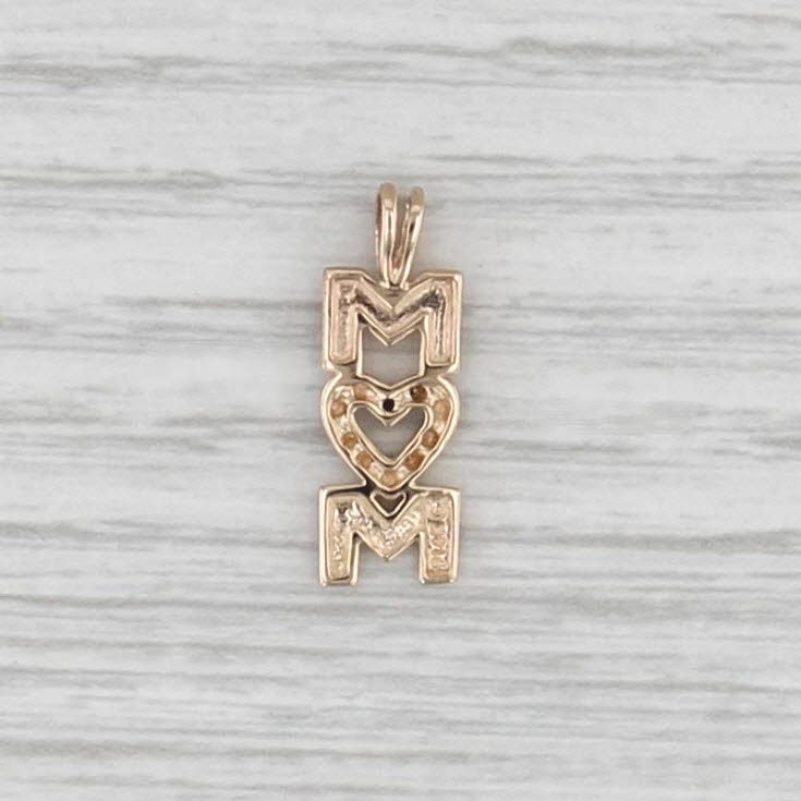 MOM Diamond Heart Pendant 14k Yellow Gold Small Drop