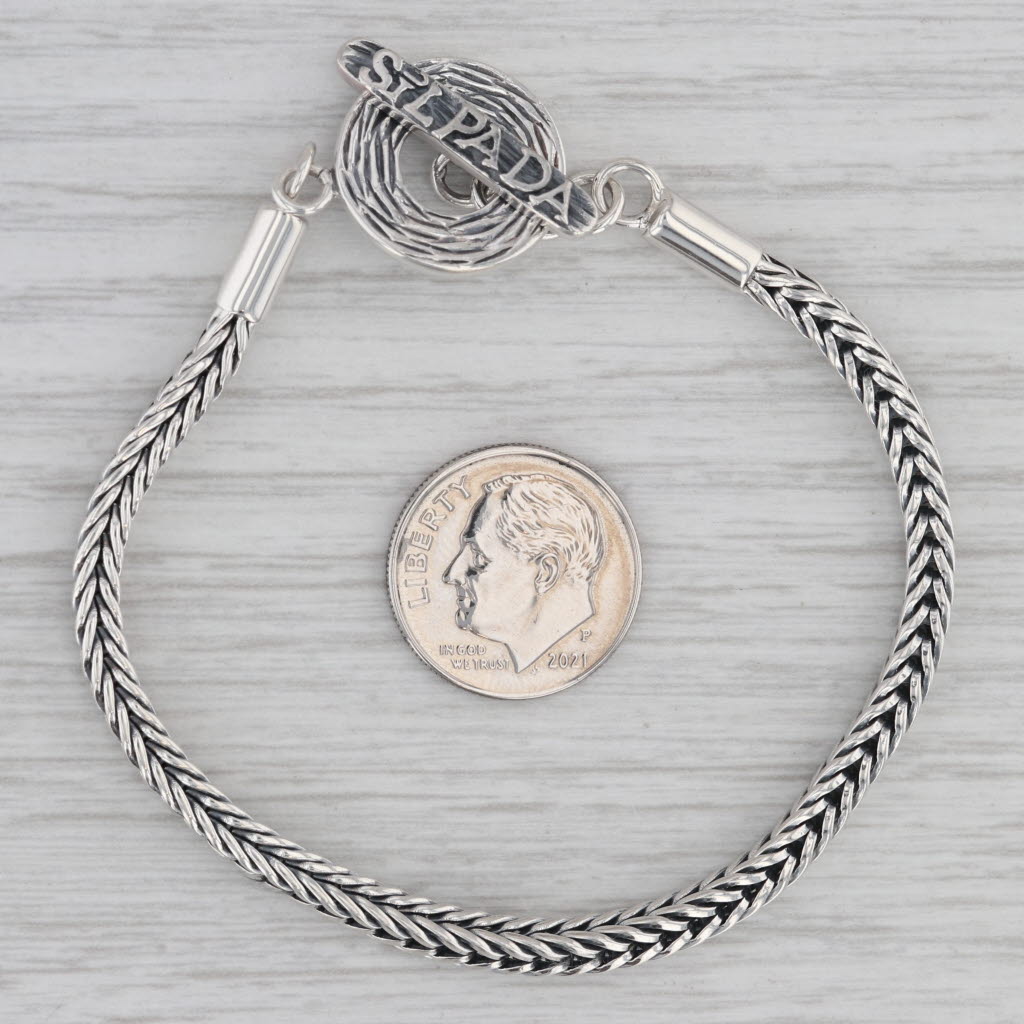 Gray Silpada Wheat Chain Ring Toggle Bracelet Sterling Silver B1704 7"