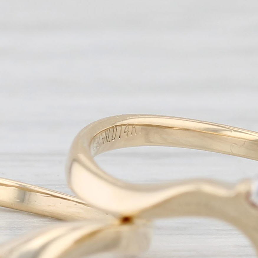 Light Gray 0.40ctw Round Diamond Halo Engagement Ring Wedding Band Set 14k Gold Size 7