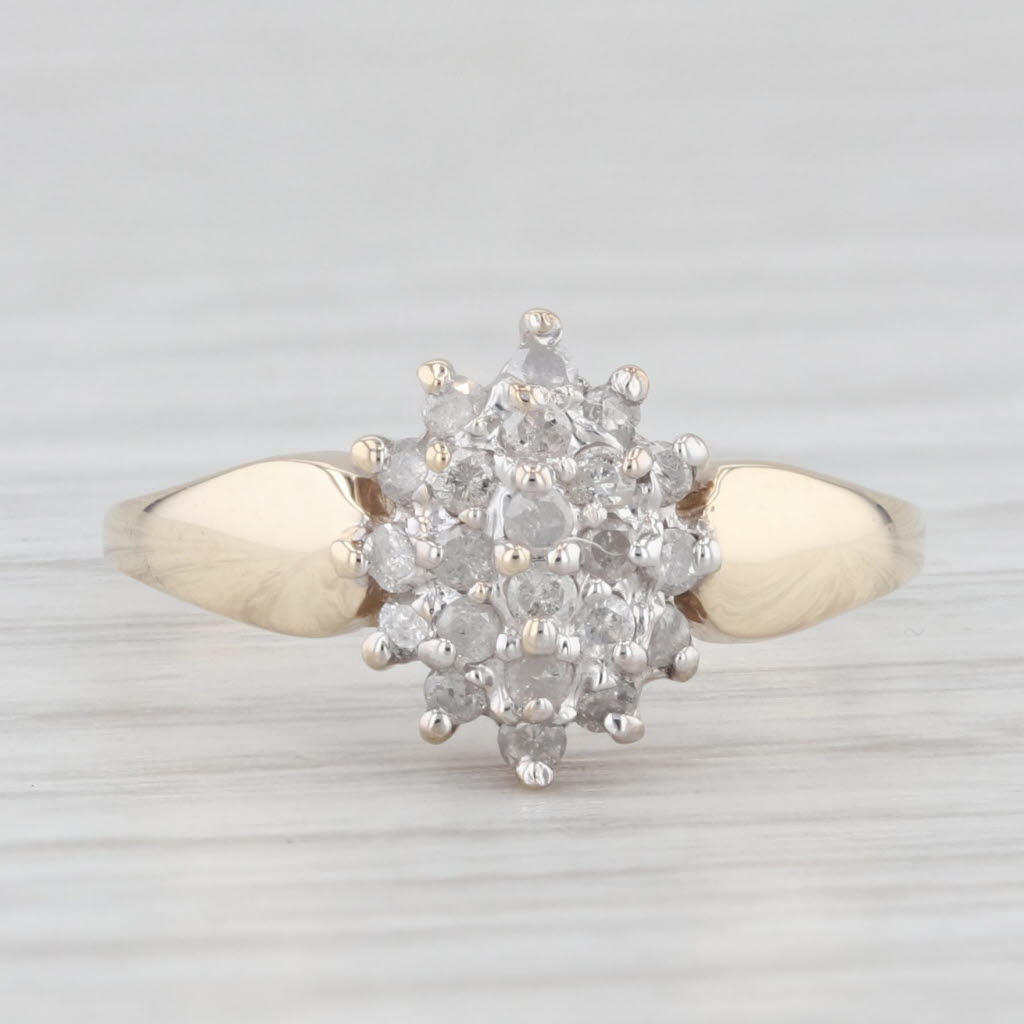Light Gray 0.20ctw Diamond Cluster Ring 10k Yellow Gold Engagement Size 4.75