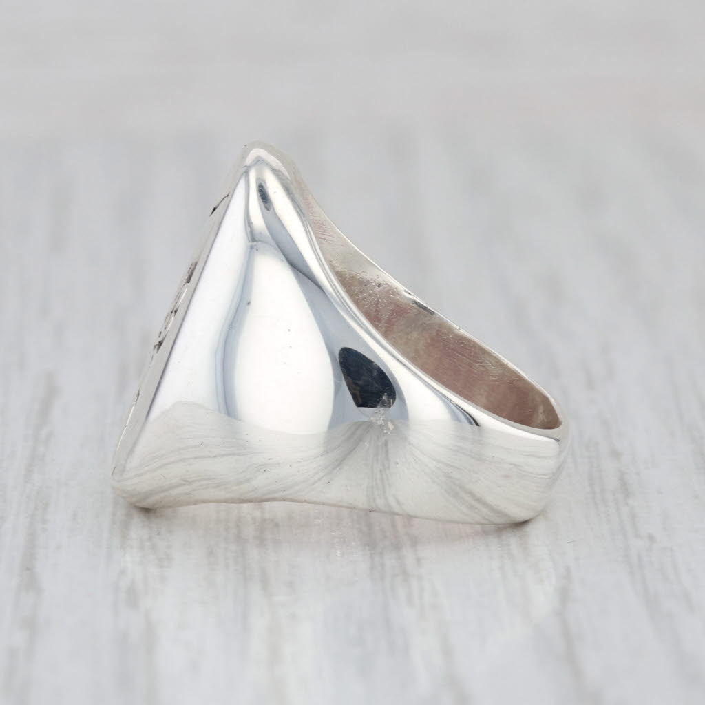 Stamped Butterfly Ring Sterling Silver Size 6.25 Statement Signet