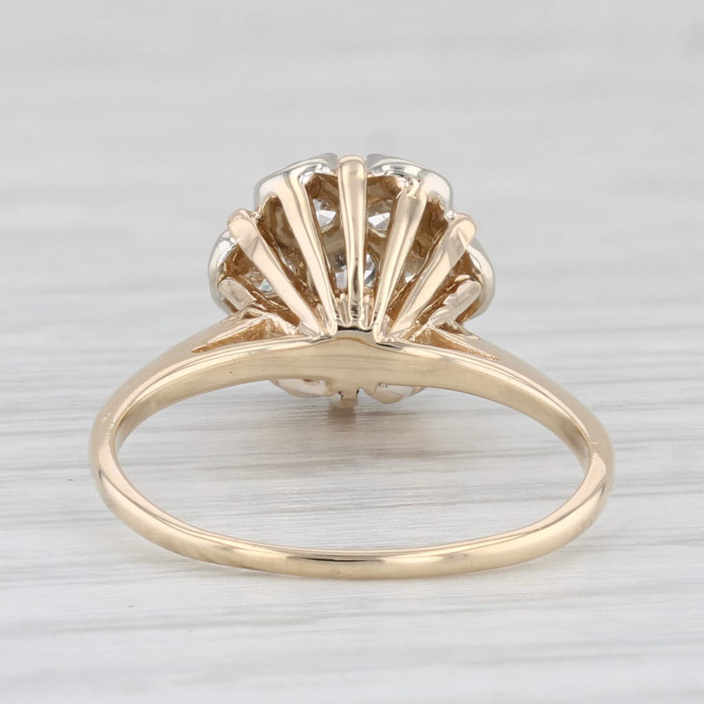 Light Gray Vintage 0.49ctw Diamond Cluster Engagement Ring 14k Yellow Gold Size 4.5