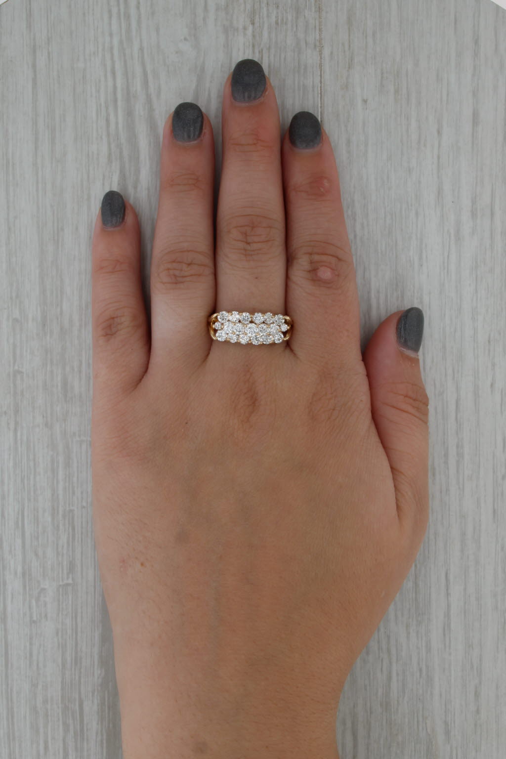 1.85ctw Diamond Rows Ring 14k Yellow Gold Size 9.75 Bridal