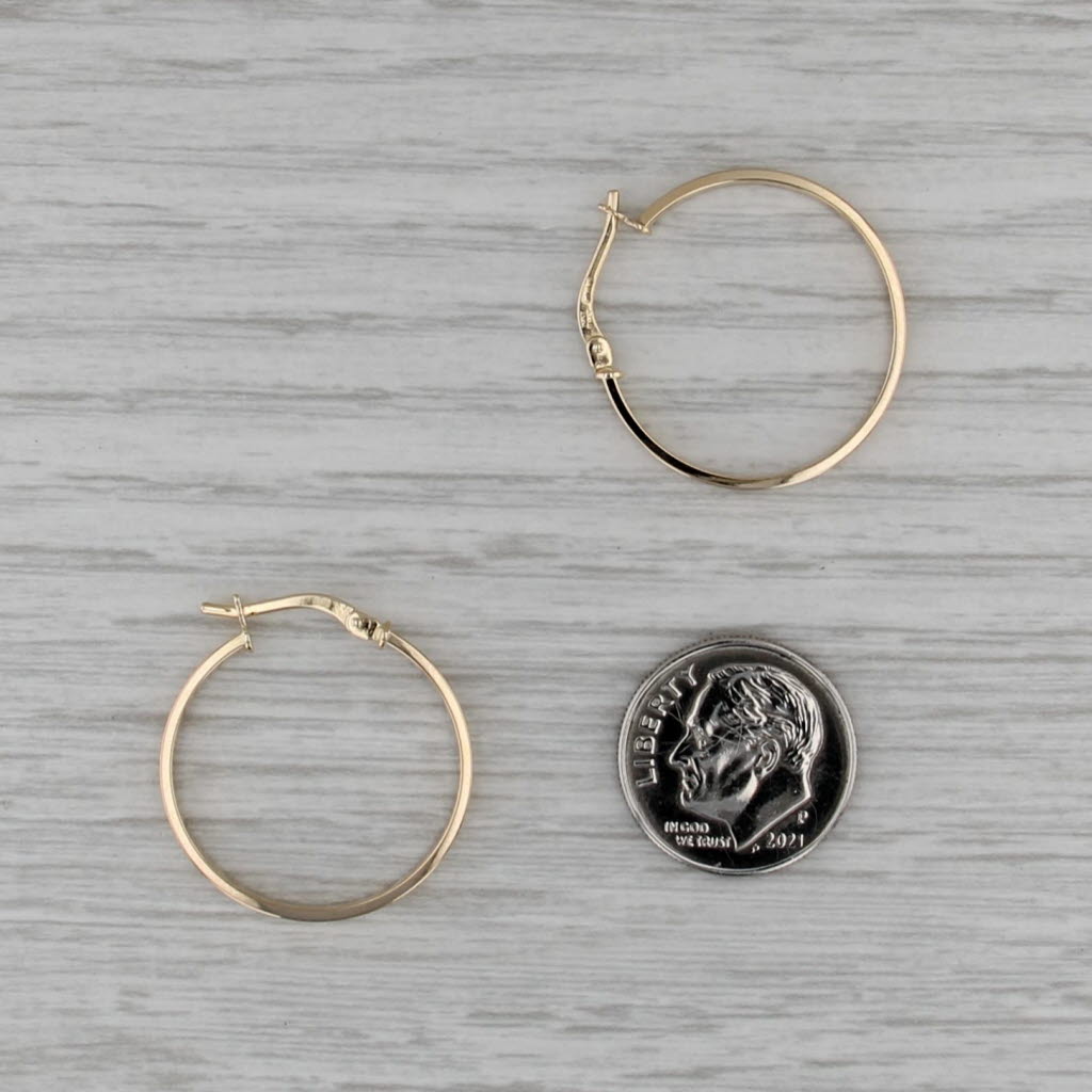 Round Hoop Earrings 14k Yellow Gold 23.5 x 2mm Snap Top Hoops