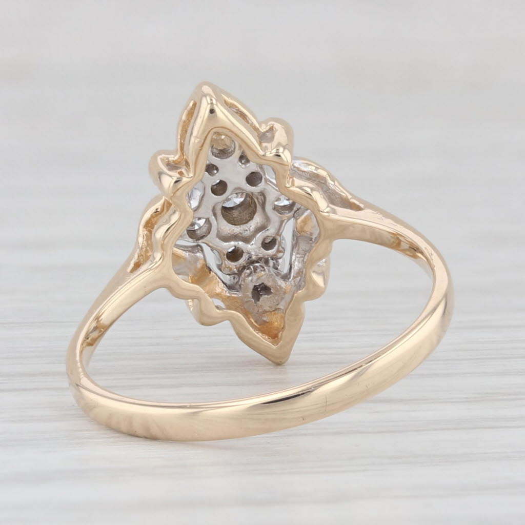 Light Gray Vintage 0.20ctw Diamond Cluster Ring 14k Yellow Gold Size 6