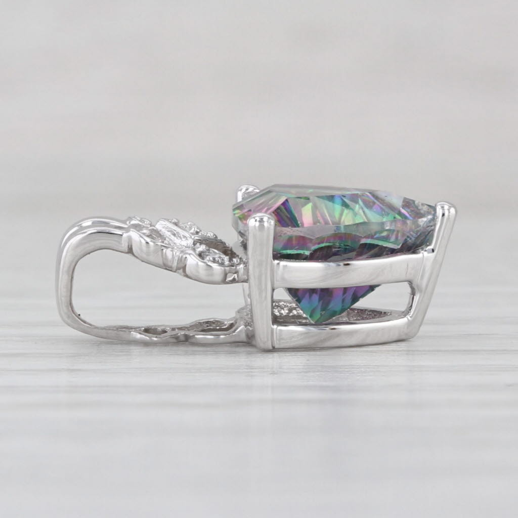 4.04ctw Mystic Topaz Diamond Pendant 14k White Gold Small Drop
