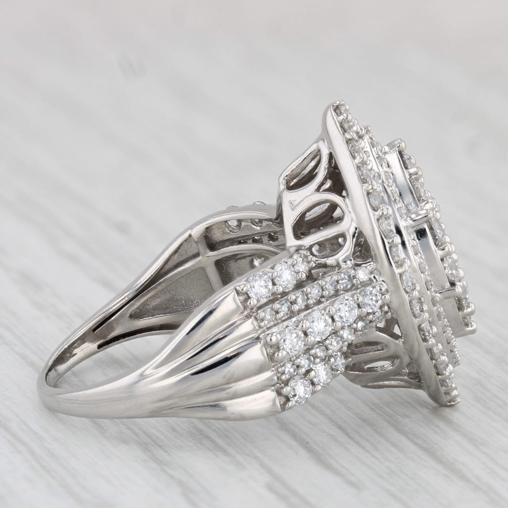 Light Gray 1.89ctw Lab Created Diamond Marquise Halo Ring 10k White Gold Size 8 Cocktail