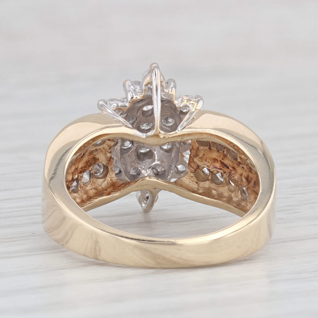 Light Gray 0.75ctw Diamond Cluster Ring 10k Yellow Gold Size 7 Cocktail