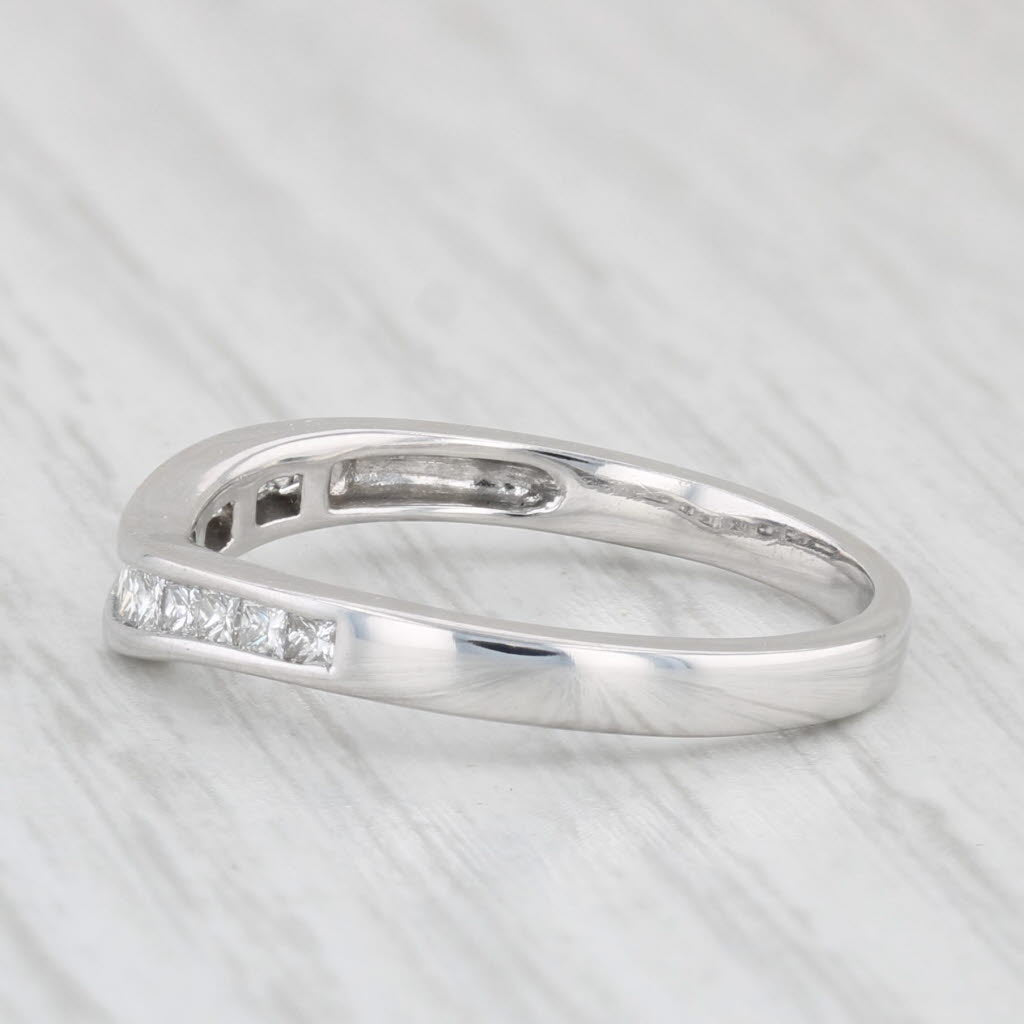 Light Gray 0.60ctw Contoured Diamond Wedding Band 14k White Gold Size 7 Stackable Ring